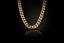 A gold chain on a black background
