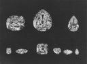 Collection of sparkling diamonds on a dark background