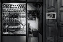 A jewelry store showcases necklaces and other goods.