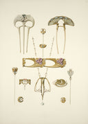 Collection of art nouveau jewelry and hair accessories
