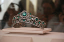 A jeweled tiara with emeralds and diamonds