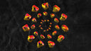 Colorful abstract stones arranged in a spiral pattern