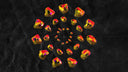 Colorful abstract stones arranged in a spiral pattern