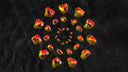 Colorful abstract stones arranged in a spiral pattern