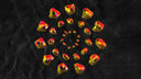 Colorful abstract stones arranged in a spiral pattern