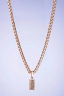Rose gold necklace with a rectangular pendant