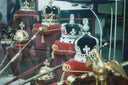 Jeweled royal crown with black velvet interior and diamonds