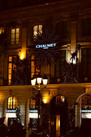 a building that has a chandelier on the front of it