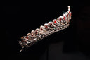 Ornate silver tiara with rubies, diamonds in royal jewels design