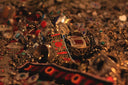 A collection of ornate silver-toned rings with vibrant red and turquoise stones featured at everett jewelry store