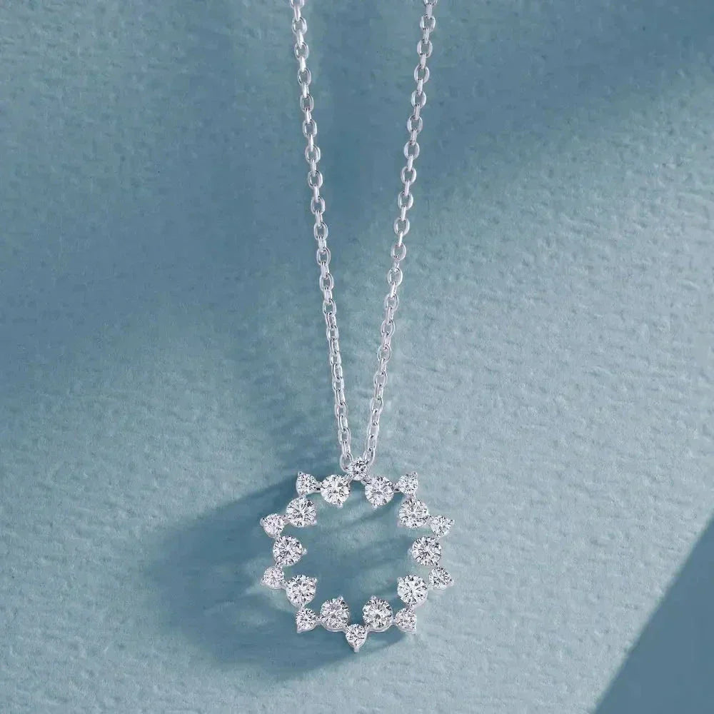 Silver necklace with diamond circular pendant in Pendants collection