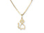 Close-up view of the 18 k gold cat pendant on a gold chain against a white background, highlighting the polished finish and intricate cat shape.