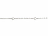 Close view of the cable chain and the two round diamonds set in polished bezels, one on each side