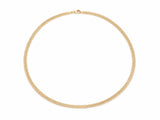 Woven gold chain necklace shown full length