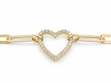 Close-up of the open heart with cubic zirconia stones along its outline