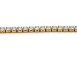Straight segment of the tennis bracelet, round diamonds in individual four-prong yellow gold baskets