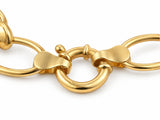 Toggle clasp of the gold bracelet with its ball-ended bar and flat plates