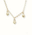 18k gold anklet with three heart charms.