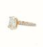18k gold oval diamond engagement ring with 1.6-carat natural diamond and side stones.