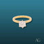 Gold engagement ring featuring a solitaire diamond in a six-prong setting, 18k CZ solitaire