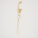 18k gold bellybutton piercing with CZ butterfly charm