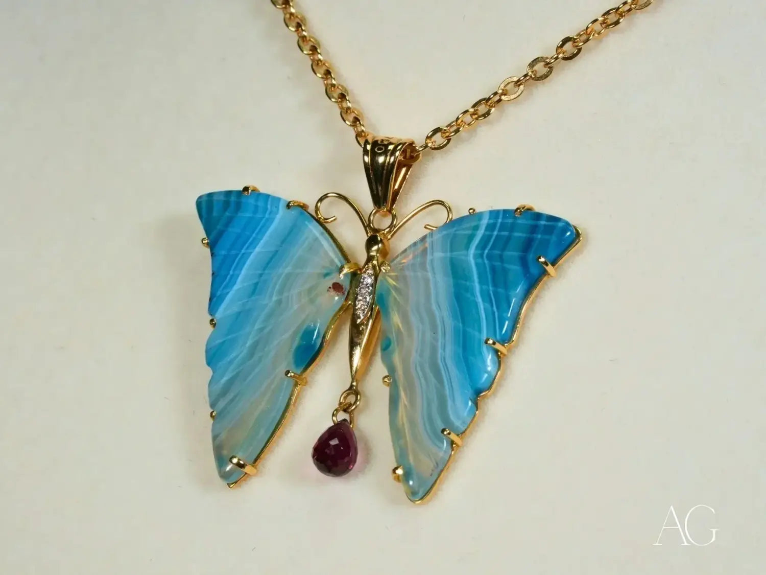 Wings of Elegance : Agate, Rhodolite & Diamonds