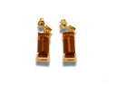 18k yellow gold citrine earrings with rectangular brown gemstones