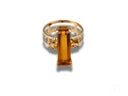 18k gold citrine ring with rectangular amber gemstone