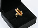 18K gold citrine ring with orange gemstone and side stones from Solar Aura Collection