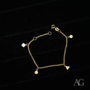 18k gold CZ bracelet for kids with gold chain and five small charms