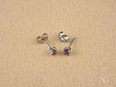 Luminous Spark certified 18k solid gold CZ stud earrings with purple gems