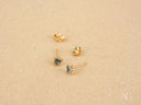 Certified 18k solid gold stud earrings with light blue gemstones, Celestial Spark