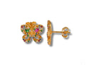18K gold multicolor CZ butterfly earrings with colorful gemstones