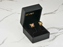 18K gold multicolor CZ butterfly earrings in velvet box