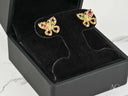18K gold multicolor CZ butterfly earrings in black box
