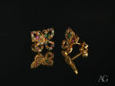 18K gold multicolor CZ butterfly earrings with colorful gemstones