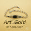 Silver-colored metal bracelet with oval chain links and polished ID plate for child’s 18k gold jewelry