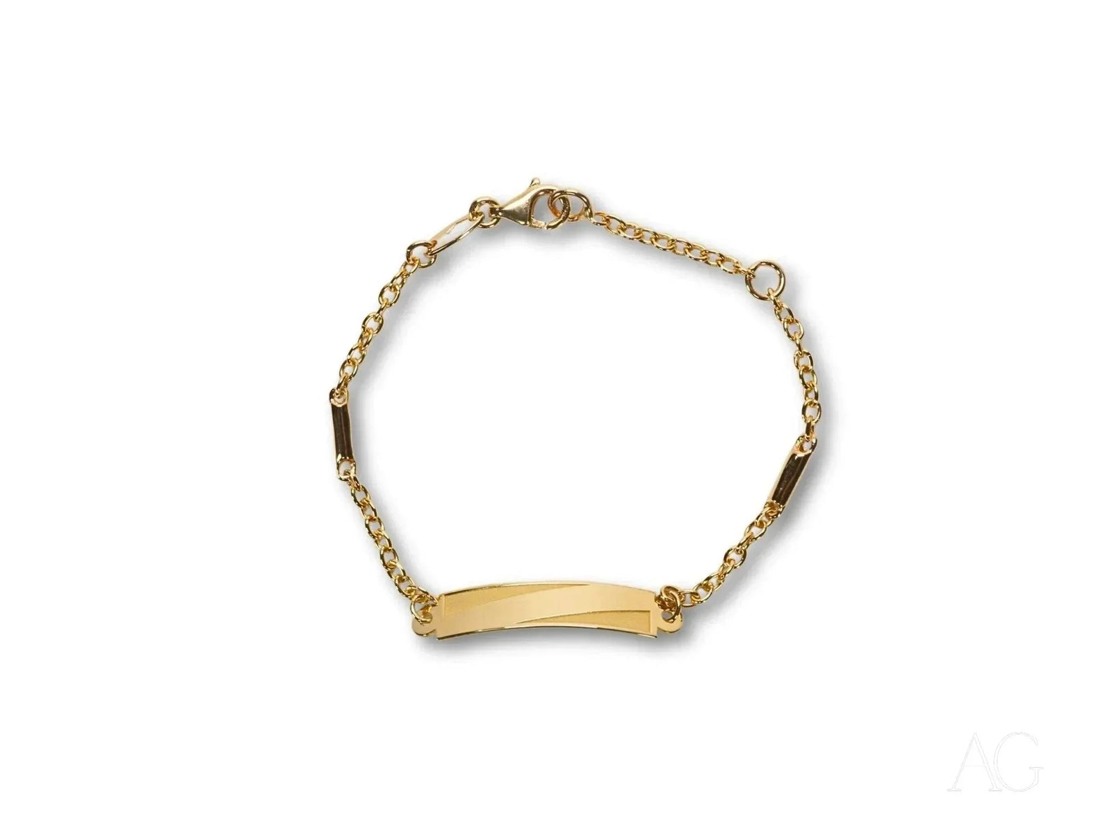 18k gold kids jaseron mesh bracelet with customizable ID plate