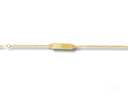 18k gold kids ID bracelet with plain chain, rectangular plate, complimentary engraving, spring ring lock