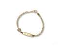18k art gold jewelry kids ID bracelet with flower charm, spring ring lock