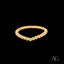 Delicate 18k gold elegant ring featuring a curved line of small beads