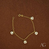 18k gold panda bracelet with five black and white panda motif charms