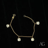 18k gold panda bracelet with five panda motif charms