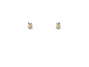 18k gold pearl stud earrings with bunny shape and single pearl
