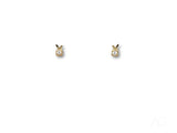18k gold pearl stud earrings with bunny shape and single pearl
