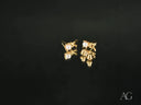 18K gold pearl stud earrings with two pearl accents