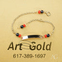18k gold personalized bracelet with black coral beads for kids