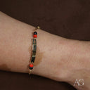 18k gold personalized bracelet with black coral beads for kids