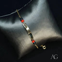 18k gold personalized bracelet with black coral and ID beads