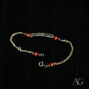 18k gold personalized bracelet with black coral beads for kids